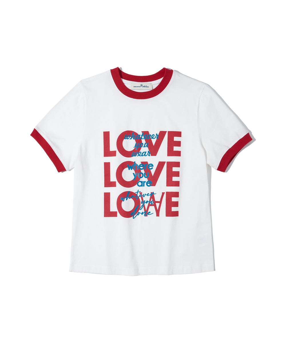 A3442 LOVE ringer T-shirt_White/Red