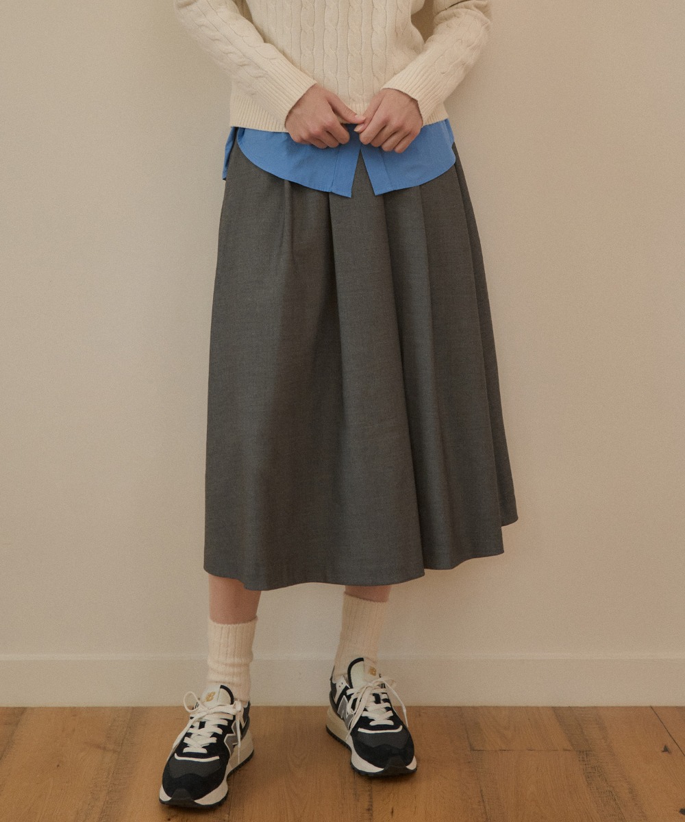 P3163 Marseille flared skirt_Charcoal