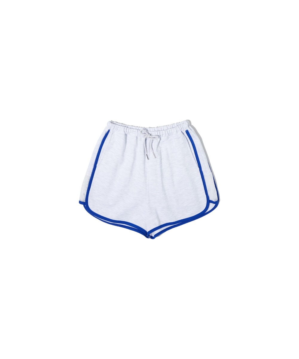 P3117 Net banding shorts_Melange white
