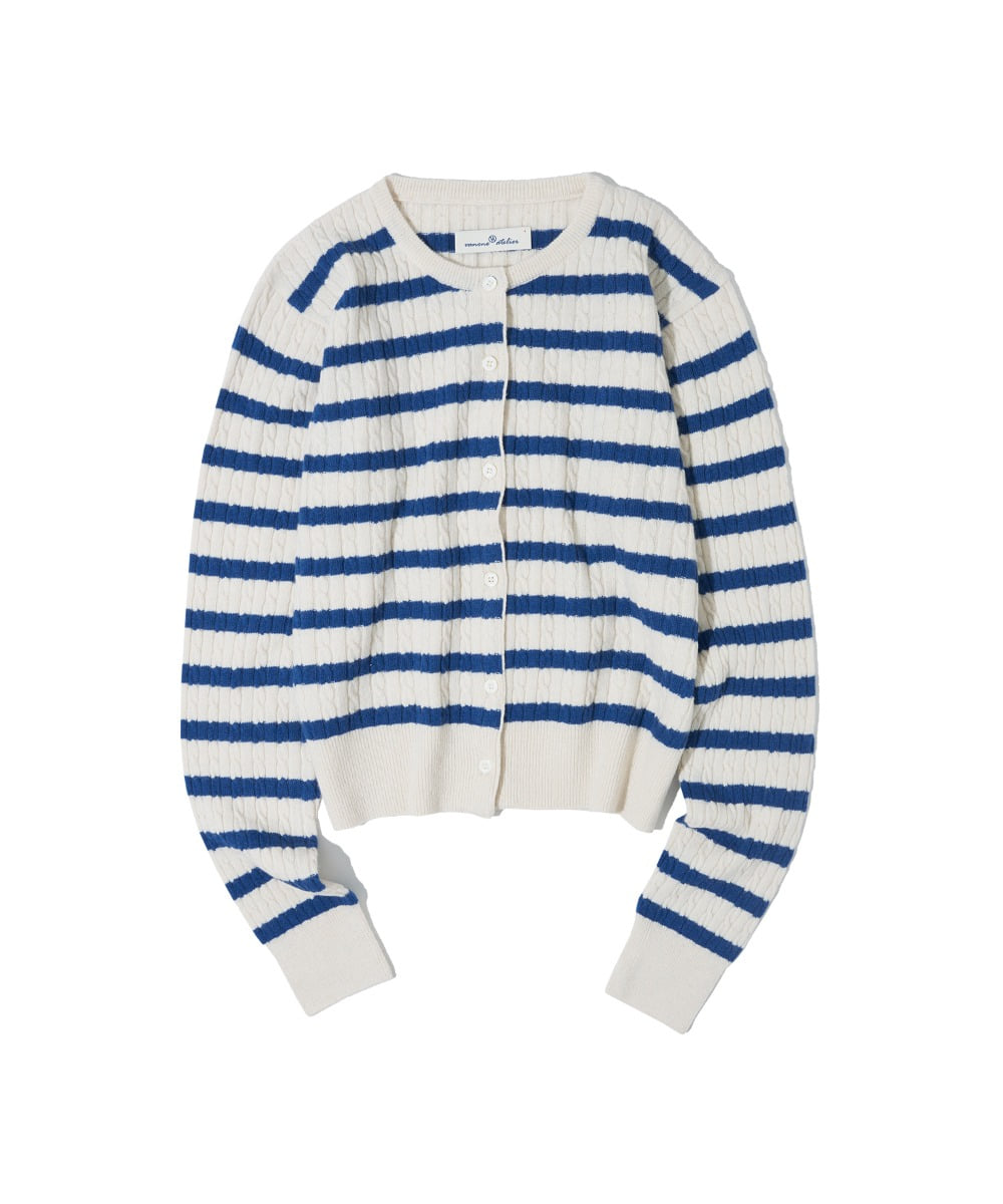 KN4203 Stripe cashmere cardigan_Ivory